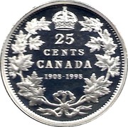 Canada 25 Cents (Royal Canadian Mint) KM# 312 25 CENTS CANADA 1908-1998 coin reverse Canada 25 Cents (Royal Canadian Mint) KM# 312 25 CENTS CANADA 1908-1998 coin reverse