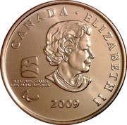 Canada 25 Cents Sledge Hockey 2009 KM# 952 CANADA ∙ ELIZABETH II 2009 PARALYMPIC GAMES JEUX PARALYMPIQUES coin obverse Canada 25 Cents Sledge Hockey 2009 KM# 952 CANADA ∙ ELIZABETH II 2009 PARALYMPIC GAMES JEUX PARALYMPIQUES coin obverse