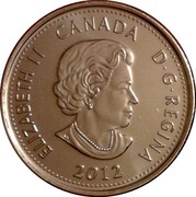Canada 25 Cents War of 1812 - Tecumseh 2012 KM# 1324 ELIZABETH II CANADA D∙G∙REGINA 2012 coin obverse