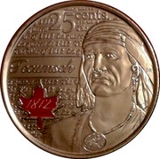 Canada 25 Cents War of 1812 - Tecumseh 2012 KM# 1324a 25 CENTS LA GUERRE DE 1812 THE WAR OF 1812 TECUMSEH 1812 coin reverse