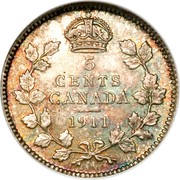 Canada 5 Cents George V 1911 KM# 16 5 CENTS CANADA 1911 coin reverse Canada 5 Cents George V 1911 KM# 16 5 CENTS CANADA 1911 coin reverse