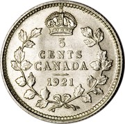 Canada 5 Cents George V 1921 KM# 22a 5 CENTS CANADA DATE coin reverse Canada 5 Cents George V 1921 KM# 22a 5 CENTS CANADA DATE coin reverse