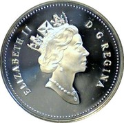 Canada 50 Cents Elizabeth II 3rd Portrait 1996 Proof KM# 185a ELIZABETH II D G REGINA coin obverse Canada 50 Cents Elizabeth II 3rd Portrait 1996 Proof KM# 185a ELIZABETH II D G REGINA coin obverse