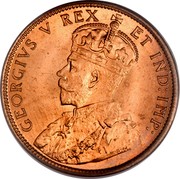 Canada Cent George V 1911 KM# 15 GEORGIVS V REX ET IND:IMP: coin obverse Canada Cent George V 1911 KM# 15 GEORGIVS V REX ET IND:IMP: coin obverse