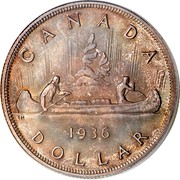 Canada Dollar George V 1936 KM# 31 CANADA 1936 DOLLAR coin reverse Canada Dollar George V 1936 KM# 31 CANADA 1936 DOLLAR coin reverse