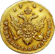 Russia Ducat Elizaveta 1748 C# 30.1 17 48 ІСАМОДЕРЖ∙ВСЕРОСИСКАЯ∙ coin reverse Russia Ducat Elizaveta 1748 C# 30.1 17 48 ІСАМОДЕРЖ∙ВСЕРОСИСКАЯ∙ coin reverse