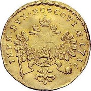 Russia Ducat Pyotr I 1716 Retrograde 7 KM# 151 IMPM ∙ DVX ∙ MOSCOVIÆ ∙ 1716 coin reverse Russia Ducat Pyotr I 1716 Retrograde 7 KM# 151 IMPM ∙ DVX ∙ MOSCOVIÆ ∙ 1716 coin reverse