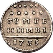 Russia Grivennik Anna 1735 KM# 194 ГРИВЕ ННИКЬ 1735 coin reverse Russia Grivennik Anna 1735 KM# 194 ГРИВЕ ННИКЬ 1735 coin reverse