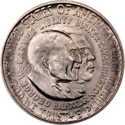 USA Half Dollar Booker T. Washington and George Washington Carver 1953 S KM# 200 UNITED STATES OF AMERICA IN GOD WE TRUST E PLURIBUS UNUM GEORGE CARVER LIBERTY BOOKER T. WASHINGTON HALF DOLLAR coin obverse USA Half Dollar Booker T. Washington and George Washington Carver 1953 S KM# 200 UNITED STATES OF AMERICA IN GOD WE TRUST E PLURIBUS UNUM GEORGE CARVER LIBERTY BOOKER T. WASHINGTON HALF DOLLAR coin obverse