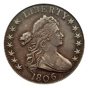USA Half Dollar Draped Bust 1806 knobbed 6, large stars KM# 35 LIBERTY coin obverse USA Half Dollar Draped Bust 1806 knobbed 6, large stars KM# 35 LIBERTY coin obverse