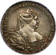 Russia Poltina Anna (Without mint mark) 1737 KM# 199.1 Б∙М∙АННАІМПЕРАТРИЦАІСАМОДЕРЖИЦАВСЕРОСИСКАЯ coin obverse Russia Poltina Anna (Without mint mark) 1737 KM# 199.1 Б∙М∙АННАІМПЕРАТРИЦАІСАМОДЕРЖИЦАВСЕРОСИСКАЯ coin obverse