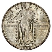 USA Quarter Standing Liberty 1926 D KM# 145 LIBERTY IN GOD WE TRUST coin obverse USA Quarter Standing Liberty 1926 D KM# 145 LIBERTY IN GOD WE TRUST coin obverse