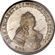 Russia Rouble Elizaveta (ММД) 1754 ММД МБ C# 19.2 Б∙М∙ЕЛИСАВЕТЪ∙І∙ІМП:ІСАМОД:ВСЕРОС: М∙М∙Д∙ coin obverse Russia Rouble Elizaveta (ММД) 1754 ММД МБ C# 19.2 Б∙М∙ЕЛИСАВЕТЪ∙І∙ІМП:ІСАМОД:ВСЕРОС: М∙М∙Д∙ coin obverse
