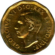 Canada V Cents (George VI Victory) KM# 40 GEORGIVS VI D:G:REX ET IND:IMP: coin obverse Canada V Cents (George VI Victory) KM# 40 GEORGIVS VI D:G:REX ET IND:IMP: coin obverse