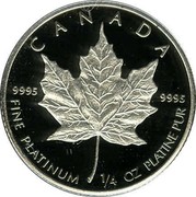 Canada 10 Dollars (Maple Leaf) KM# 165 CANADA 9995 9995 FINE PLATINUM 1/4 OZ PLATINE PUR coin reverse Canada 10 Dollars (Maple Leaf) KM# 165 CANADA 9995 9995 FINE PLATINUM 1/4 OZ PLATINE PUR coin reverse