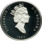 Canada 150 Dollars Polar bear 1990 Proof; in sets only KM# 176 ELIZABETH II D∙G∙REGINA 1990 coin obverse Canada 150 Dollars Polar bear 1990 Proof; in sets only KM# 176 ELIZABETH II D∙G∙REGINA 1990 coin obverse