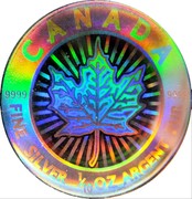 Canada 2 Dollars Maple Leaf Hologram 2003 Proof KM# 618 C A N A D A 9999 9999 FINE SILVER 1/10 OZ ARGENT PUR coin reverse Canada 2 Dollars Maple Leaf Hologram 2003 Proof KM# 618 C A N A D A 9999 9999 FINE SILVER 1/10 OZ ARGENT PUR coin reverse