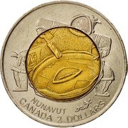 Canada 2 Dollars Nunavut 1999 KM# 357 NUNAVUT CANADA 2 DOLLARS ᓄᓇᕗᑦ coin reverse Canada 2 Dollars Nunavut 1999 KM# 357 NUNAVUT CANADA 2 DOLLARS ᓄᓇᕗᑦ coin reverse