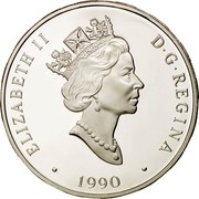 Canada 20 Dollars Avro Anson and the North American Harvard 1990 Proof KM# 173 ELIZABETH II D∙G∙REGINA ∙ 1990 ∙ coin obverse