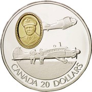 Canada 20 Dollars Avro Anson and the North American Harvard 1990 Proof KM# 173 CANADA 20 DOLLARS GB coin reverse
