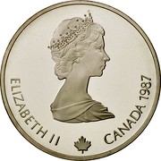 Canada 20 Dollars Bobsled 1987 Proof KM# 160 ELIZABETH II CANADA 1987 coin obverse Canada 20 Dollars Bobsled 1987 Proof KM# 160 ELIZABETH II CANADA 1987 coin obverse