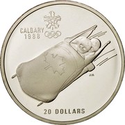 Canada 20 Dollars Bobsled 1987 Proof KM# 160 CALGARY 1988 20 DOLLARS coin reverse Canada 20 Dollars Bobsled 1987 Proof KM# 160 CALGARY 1988 20 DOLLARS coin reverse