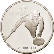 Canada 20 Dollars Curling 1987 Proof KM# 156 CALGARY 1988 20 DOLLARS coin reverse Canada 20 Dollars Curling 1987 Proof KM# 156 CALGARY 1988 20 DOLLARS coin reverse