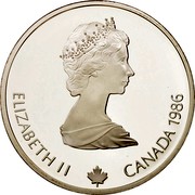 Canada 20 Dollars Free-style Skiing 1986 Proof KM# 151 ELIZABETH II CANADA 1986 coin obverse Canada 20 Dollars Free-style Skiing 1986 Proof KM# 151 ELIZABETH II CANADA 1986 coin obverse