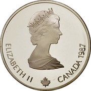Canada 20 Dollars Ice Skating 1987 Proof KM# 155 ELIZABETH II CANADA 1987 coin obverse Canada 20 Dollars Ice Skating 1987 Proof KM# 155 ELIZABETH II CANADA 1987 coin obverse