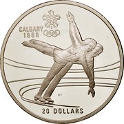 Canada 20 Dollars Ice Skating 1987 Proof KM# 155 CALGARY 1988 RT 20 DOLLARS coin reverse Canada 20 Dollars Ice Skating 1987 Proof KM# 155 CALGARY 1988 RT 20 DOLLARS coin reverse