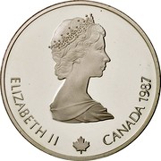 Canada 20 Dollars Ski Jump 1987 Proof KM# 159 ELIZABETH II CANADA 1987 coin obverse Canada 20 Dollars Ski Jump 1987 Proof KM# 159 ELIZABETH II CANADA 1987 coin obverse