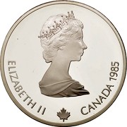 Canada 20 Dollars Speed Skating 1985 Proof, Plain edge KM# 146 ELIZABETH II CANADA 1985 coin obverse Canada 20 Dollars Speed Skating 1985 Proof, Plain edge KM# 146 ELIZABETH II CANADA 1985 coin obverse