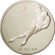 Canada 20 Dollars Speed Skating 1985 Proof, Plain edge KM# 146 CALGARY 1988 20 DOLLARS coin reverse Canada 20 Dollars Speed Skating 1985 Proof, Plain edge KM# 146 CALGARY 1988 20 DOLLARS coin reverse