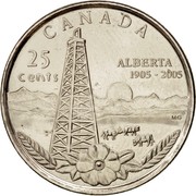 Canada 25 Cents Alberta 2005 P KM# 530 CANADA 25 ALBERTA CENTS 1905-2005 coin reverse Canada 25 Cents Alberta 2005 P KM# 530 CANADA 25 ALBERTA CENTS 1905-2005 coin reverse