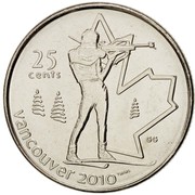 Canada 25 Cents Biathlon 2007 KM# 685 25 CENTS VANCOUVER 2010 coin reverse