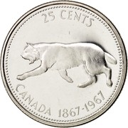 Canada 25 Cents Confederation (1967) KM# 68 25 CENTS CANADA 1867-1967 coin reverse Canada 25 Cents Confederation (1967) KM# 68 25 CENTS CANADA 1867-1967 coin reverse