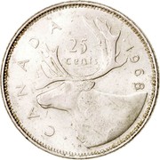 Canada 25 Cents Elizabeth II 2nd portrait 1968 KM# 62a CANADA 1968 25 CENTS coin reverse Canada 25 Cents Elizabeth II 2nd portrait 1968 KM# 62a CANADA 1968 25 CENTS coin reverse