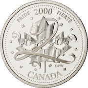 Canada 25 Cents January - Pride 2000 Proof KM# 384.2a PRIDE 2000 FIERTÉ DFW CANADA coin reverse Canada 25 Cents January - Pride 2000 Proof KM# 384.2a PRIDE 2000 FIERTÉ DFW CANADA coin reverse