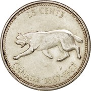 Canada 25 Cents Lynx 1967 KM# 68a 25 CENTS CANADA 1867-1967 coin reverse Canada 25 Cents Lynx 1967 KM# 68a 25 CENTS CANADA 1867-1967 coin reverse