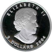 Canada 3 Dollars Arctic Fox 2004 Proof KM# 1415 ELIZABETH II 3 DOLLARS 2004 coin obverse