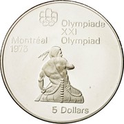Canada 5 Dollars Canoeing 1974 KM# 92 OLYMPIADE XXI OLYMPIAD MONTRÉAL 1976 5 DOLLARS coin reverse Canada 5 Dollars Canoeing 1974 KM# 92 OLYMPIADE XXI OLYMPIAD MONTRÉAL 1976 5 DOLLARS coin reverse