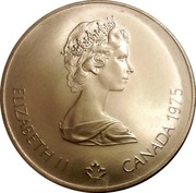 Canada 5 Dollars Javelin 1975 KM# 99 ELIZABETH II CANADA 1975 coin obverse Canada 5 Dollars Javelin 1975 KM# 99 ELIZABETH II CANADA 1975 coin obverse