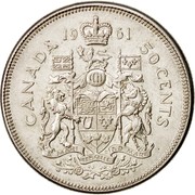 Canada 50 Cents Elizabeth II 1st portrait 1961 KM# 56 CANADA 50 CENTS coin reverse Canada 50 Cents Elizabeth II 1st portrait 1961 KM# 56 CANADA 50 CENTS coin reverse