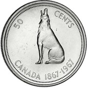 Canada 50 Cents Howling Wolf (1967) KM# 69 50 CENTS CANADA 1867-1967 coin reverse Canada 50 Cents Howling Wolf (1967) KM# 69 50 CENTS CANADA 1867-1967 coin reverse