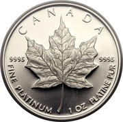 Canada 50 Dollars Maple Leaf 1989 Proof KM# 167 CANADA 9995 9995 FINE PLATINUM 1 OZ PLATINE PUR coin reverse Canada 50 Dollars Maple Leaf 1989 Proof KM# 167 CANADA 9995 9995 FINE PLATINUM 1 OZ PLATINE PUR coin reverse