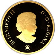 Canada 500 Dollars Elizabeth II Wedding 2007 KM# 710 ELIZABETH II D ∙ G ∙ REGINA coin obverse Canada 500 Dollars Elizabeth II Wedding 2007 KM# 710 ELIZABETH II D ∙ G ∙ REGINA coin obverse