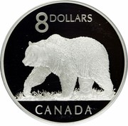 Canada 8 Dollars Grizzly Bear 2004 Proof KM# 515 8 DOLLARS CANADA coin reverse Canada 8 Dollars Grizzly Bear 2004 Proof KM# 515 8 DOLLARS CANADA coin reverse