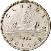 Canada Dollar George V 1935 KM# 30 CANADA HB 1935 DOLLAR coin reverse Canada Dollar George V 1935 KM# 30 CANADA HB 1935 DOLLAR coin reverse