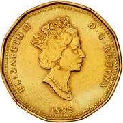 Canada Dollar The Peacekeeping Monument 1995 KM# 258 ELIZABETH II D ∙ G ∙ REGINA 1995 coin obverse Canada Dollar The Peacekeeping Monument 1995 KM# 258 ELIZABETH II D ∙ G ∙ REGINA 1995 coin obverse