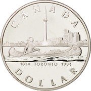 Canada Dollar Toronto Sesquicentennial 1984 KM# 140 CANADA 1834 TORONTO 1984 DOLLAR coin reverse Canada Dollar Toronto Sesquicentennial 1984 KM# 140 CANADA 1834 TORONTO 1984 DOLLAR coin reverse
